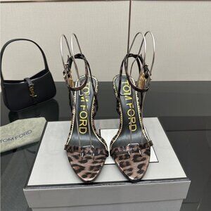 Tom Ford Animal Print Heels with Gold Accents